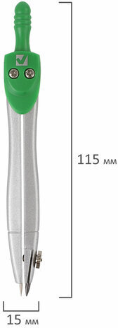 Готовальня BRAUBERG "Klasse", 3 предмета: циркуль 115 мм, грифель, точилка, пенал с подвесом, 210328
