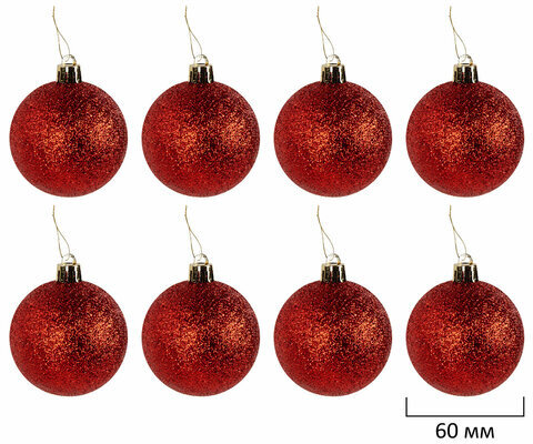 Шары ёлочные 24 шт., 6 см, "Trio", пластик, КРАСНЫЕ (глянец, матовый, глиттер), ЗОЛОТАЯ СКАЗКА, 592162