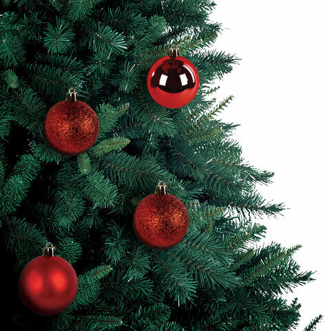 Шары ёлочные 24 шт., 6 см, "Trio", пластик, КРАСНЫЕ (глянец, матовый, глиттер), ЗОЛОТАЯ СКАЗКА, 592162