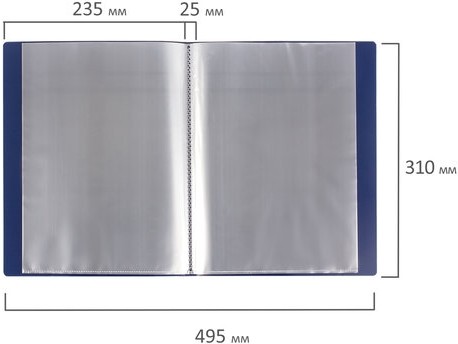 Папка 40 вкладышей BRAUBERG стандарт, синяя, 0,7 мм, 221603
