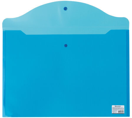 Папка-конверт с кнопкой БОЛЬШОГО ФОРМАТА (305х435 мм), А3, прозрачная, синяя, 0,18 мм, BRAUBERG, 224034