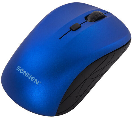 Мышь беспроводная SONNEN V-111, USB, 800/1200/1600 dpi, 4 кнопки, оптическая, синяя, 513519