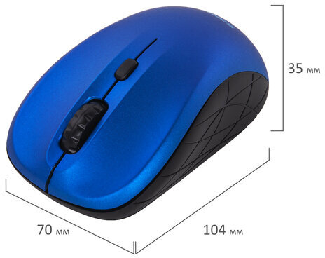 Мышь беспроводная SONNEN V-111, USB, 800/1200/1600 dpi, 4 кнопки, оптическая, синяя, 513519