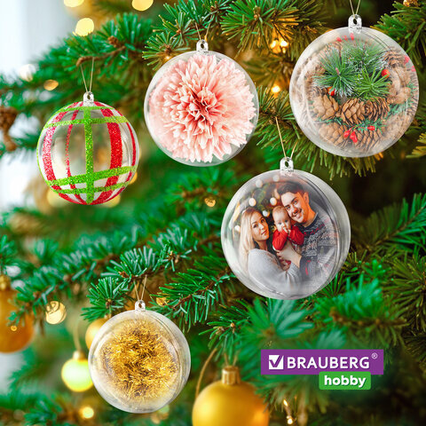 Пластиковые шары для поделок, 7 см, 5 шт., BRAUBERG HOBBY, 665390