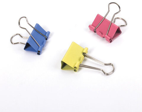 Зажимы для бумаг STAFF "Profit", КОМПЛЕКТ 12 шт., 25 мм, на 100 листов, цветные, картонная коробка, 225157