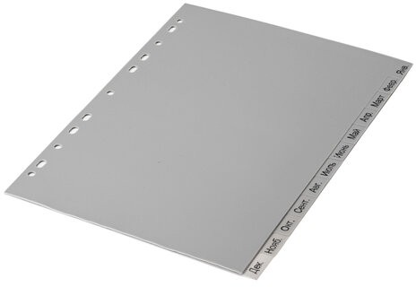 Разделитель пластиковый BRAUBERG, А4, 12 листов, Январь-Декабрь, оглавление, серый, РОССИЯ, 225599