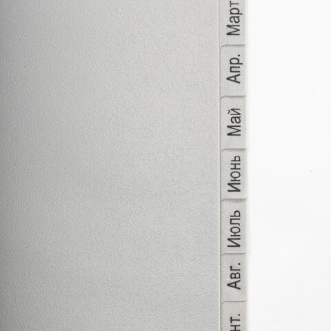 Разделитель пластиковый BRAUBERG, А4, 12 листов, Январь-Декабрь, оглавление, серый, РОССИЯ, 225599