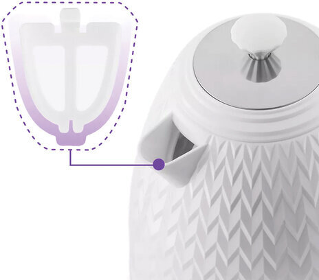 Чайник KITFORT КТ-681, 1,7 л, 2200 Вт, закрытый нагревательный элемент, пластик, белый