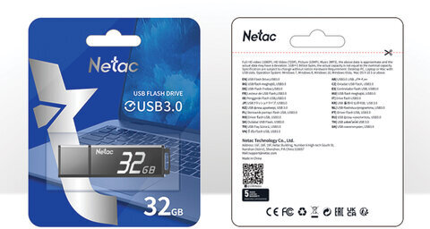 Флеш-диск 32 GB NETAC U351, USB 3.0, черный, NT03U351N-032G-30BK