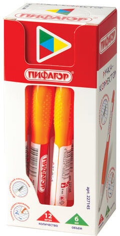Ручка-корректор ПИФАГОР, 6 мл, металлический наконечник, 227145