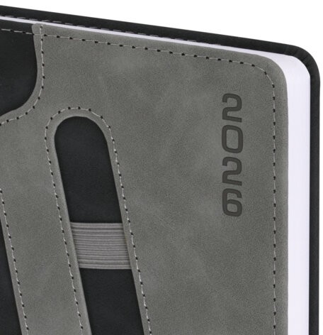 Ежедневник датированный 2026, А5, 138x213 мм, BRAUBERG "Assistant", под кожу, держатель, черный, 117376