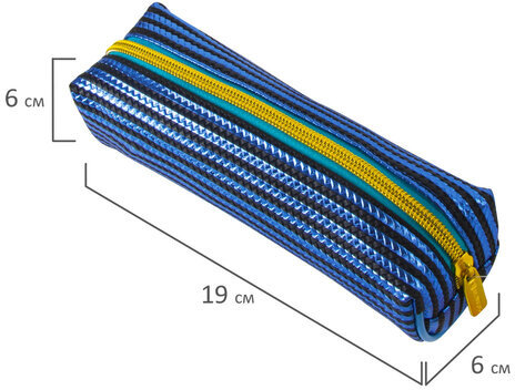 Пенал-косметичка BRAUBERG, мягкий, "Royal", голубой, 19х6х6 см, 229023