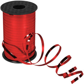 Лента упаковочная декоративная для шаров и подарков, металлик, 5 мм х 250 м, красная, ЗОЛОТАЯ СКАЗКА, 591817