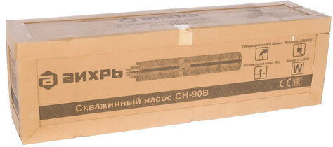 Скважинный насос ВИХРЬ СН-90B, 550 Вт, диаметр насоса 90 мм, глубина погружения 35 м, 25 л/мин, 68/3/3