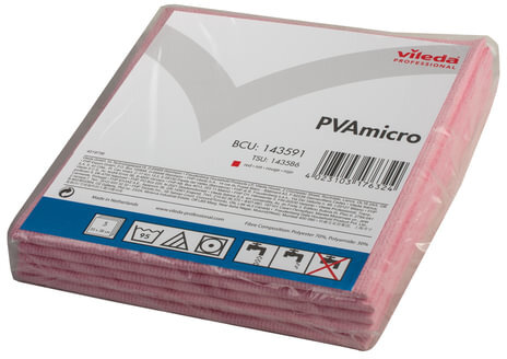 Салфетка VILEDA "ПВАмикро", КОМПЛЕКТ 5 шт., искусственная замша, красная, 35х38 см, 143591