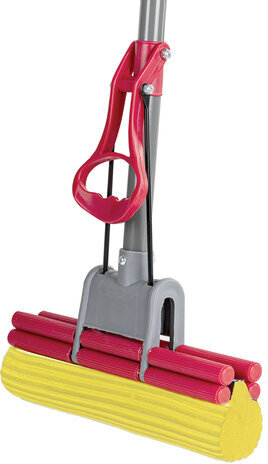 Швабра самоотжимная, роликовый двойной отжим, насадка PVA 27 см, телескопический черенок 125 см, LAIMA, 603597