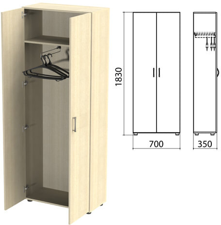 Шкаф для одежды "Канц", 700х350х1830 мм, цвет дуб молочный (КОМПЛЕКТ)