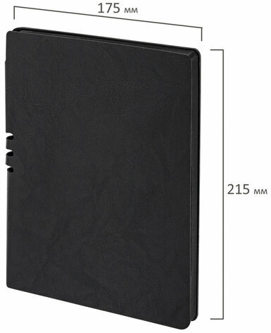 Тетрадь А5 (175х215 мм), BRAUBERG "NEBRASKA", 96 л., под кожу, клетка, черный, 113416