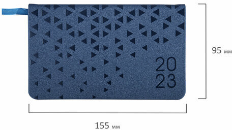 Еженедельник датированный 2023 МАЛЫЙ ФОРМАТ 95х155 мм А6, BRAUBERG "Glance", под кожу, синий, 113976