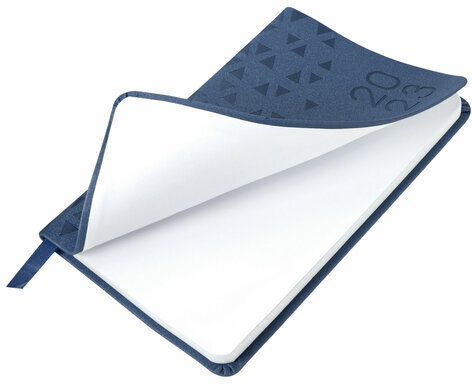 Еженедельник датированный 2023 МАЛЫЙ ФОРМАТ 95х155 мм А6, BRAUBERG "Glance", под кожу, синий, 113976