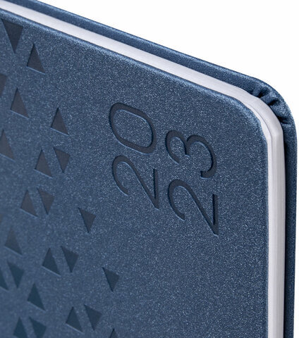 Еженедельник датированный 2023 МАЛЫЙ ФОРМАТ 95х155 мм А6, BRAUBERG "Glance", под кожу, синий, 113976