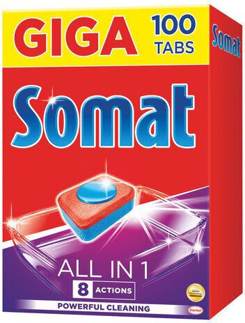 Таблетки для посудомоечных машин 100 шт. SOMAT (Сомат) "All-in-1", 2489311