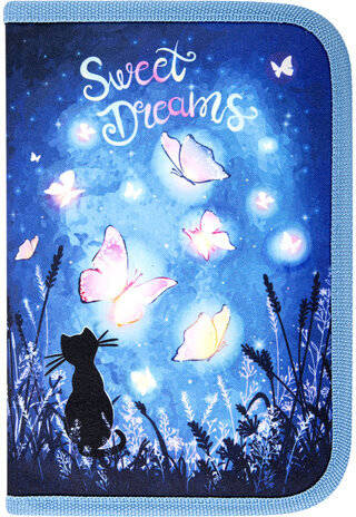 Пенал BRAUBERG с наполнением, 1 отделение, 1 откидная планка, 24 предмета, полиэстер, 21х14 см, "Sweet dreams", 270720