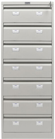 Шкаф картотечный ПРАКТИК "AFC-07", 1327х515х631мм, 7 ящиков под формат А5 (210х149 мм), формат папок Foolscap или A4 (БЕЗ ПАПОК)