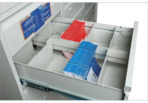 Шкаф картотечный ПРАКТИК "AFC-07", 1327х515х631мм, 7 ящиков под формат А5 (210х149 мм), формат папок Foolscap или A4 (БЕЗ ПАПОК)