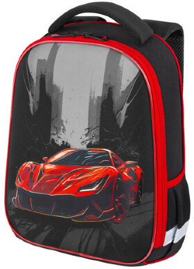 Ранец BRAUBERG KIDS START, 1 отделение, 2 кармана, &quot;Red car&quot;, 35х26х13 см, 272091