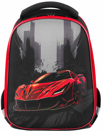 Ранец BRAUBERG KIDS START, 1 отделение, 2 кармана, "Red car", 35х26х13 см, 272091