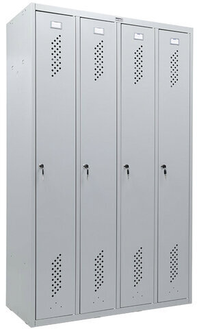Шкаф металлический для одежды ПРАКТИК "LS-41", четырехсекционный, 1830х1130х500 мм, 55 кг, разборный, LS(LE)–41