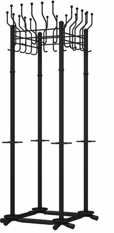 Вешалка напольная на 20 крючков с держателем для зонтов "Гардикс-4", металл, черная