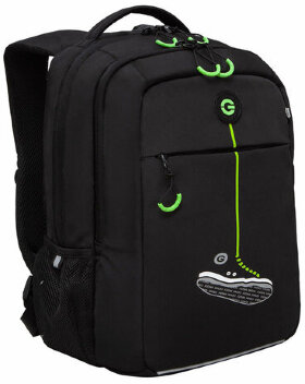 Рюкзак GRIZZLY школьный, анатомическая спинка, 2 отделения, для мальчиков, STREET, салатовый, 39х26х19 см, RB-456-6/1