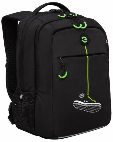 Рюкзак GRIZZLY школьный, анатомическая спинка, 2 отделения, для мальчиков, STREET, салатовый, 39х26х19 см, RB-456-6/1