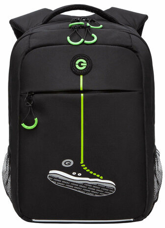 Рюкзак GRIZZLY школьный, анатомическая спинка, 2 отделения, для мальчиков, STREET, салатовый, 39х26х19 см, RB-456-6/1