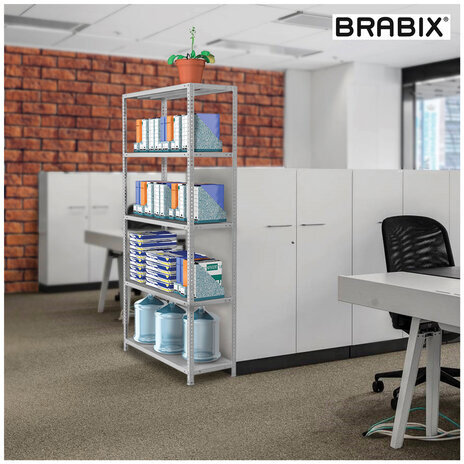Стеллаж металлический BRABIX "MS KD-195/30-5", 1950х1000х300 мм, 5 полок, сборная стойка, 291118, S240BR243502