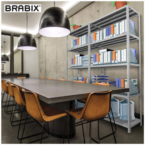 Стеллаж металлический BRABIX "MS KD-195/30-5", 1950х1000х300 мм, 5 полок, сборная стойка, 291118, S240BR243502