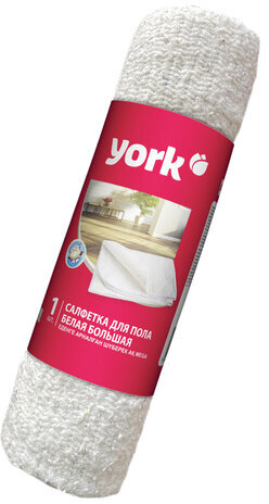 Тряпка для мытья пола 60х80 см, плотность 260 г/м2, ХПП, белая в рулоне, YORK, 22230