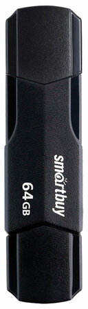 Флеш-диск 64 GB SMARTBUY Clue, USB 2.0, черный, SB64GBCLU-K