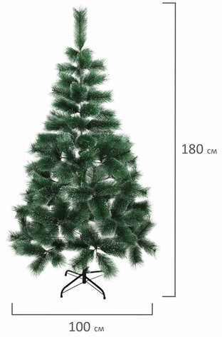 Ель новогодняя искусственная "Пышная" 180 см, с инеем и шишками, зеленая, ЗОЛОТАЯ СКАЗКА, 592051