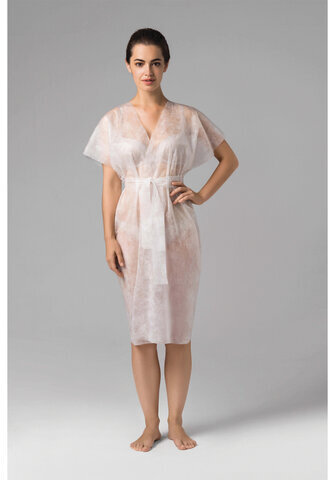 Халат-кимоно без рукавов белый КОМПЛЕКТ 10 шт., спанбонд 30 г/м2, ЧИСТОВЬЕ, 01-603