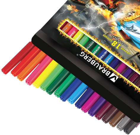 Фломастеры BRAUBERG "InstaRacing", 18 цветов, вентилируемый колпачок, карт. упаковка, выборочный лак, увел. срок службы, 150549