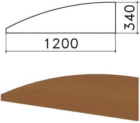 Экран-перегородка "Монолит", 1200х16х340 мм, БЕЗ ФУРНИТУРЫ (код 640237), орех гварнери, ЭМ20.3