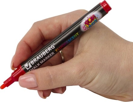 Маркер меловой "POP-ART" КРАСНЫЙ, 3,5 мм, стираемый, для гладких поверхностей, BRAUBERG, 151521