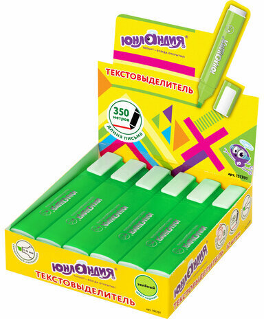 Текстовыделитель ЮНЛАНДИЯ "COLORSTAR", ЗЕЛЕНЫЙ, линия 1-4 мм, 151701