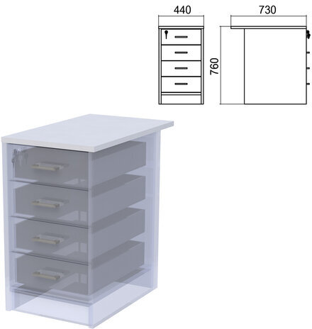 Крышка для тумбы приставной (АТ-07) "Арго", 440х730х22 мм, серый