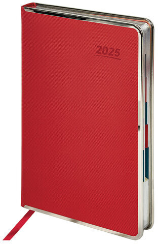 Ежедневник датированный 2025 А5 148х218 мм GALANT "Infinity Silver", под кожу, красный, 115722