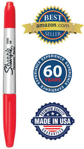 Маркер перманентный двусторонний SHARPIE (США) КРАСНЫЙ, &quot;Twin Tip&quot;, наконечники 0,9/0,5 мм, S0811110