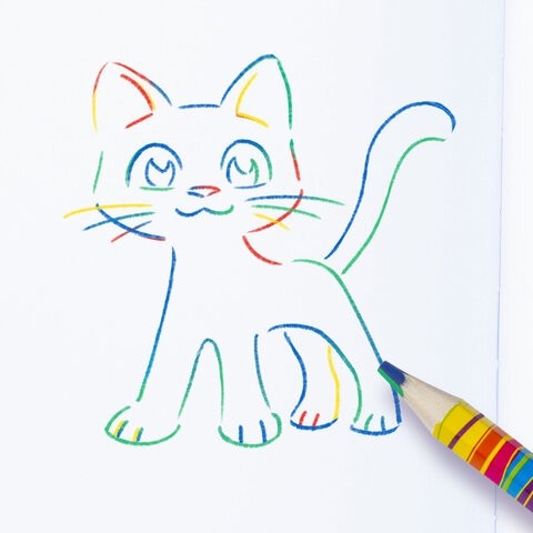 Карандаш с многоцветным грифелем, 1 шт., ЮНЛАНДИЯ "MAGIC", утолщенный, заточенный, туба, 181373